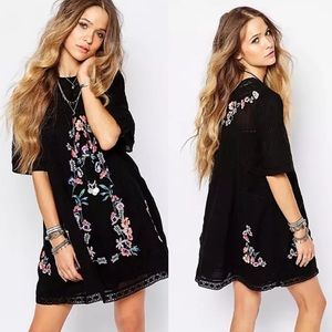 Free People Perfectly Victorian Black Embroidered Dress
